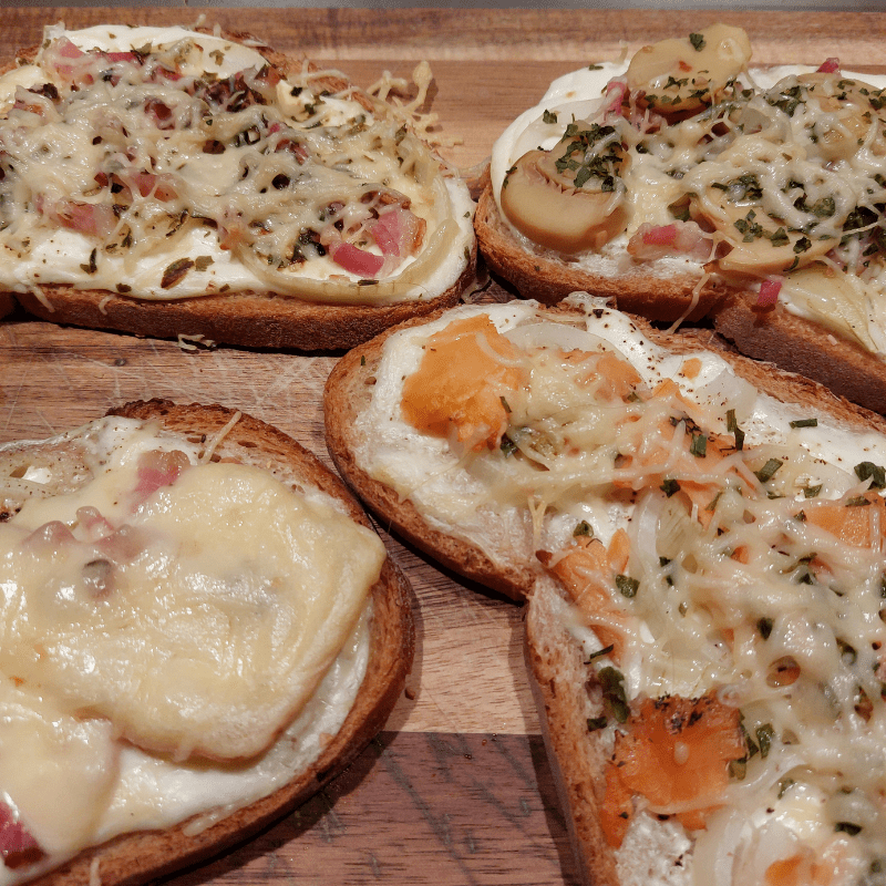 Les tartes flambées et pizzas sur pain